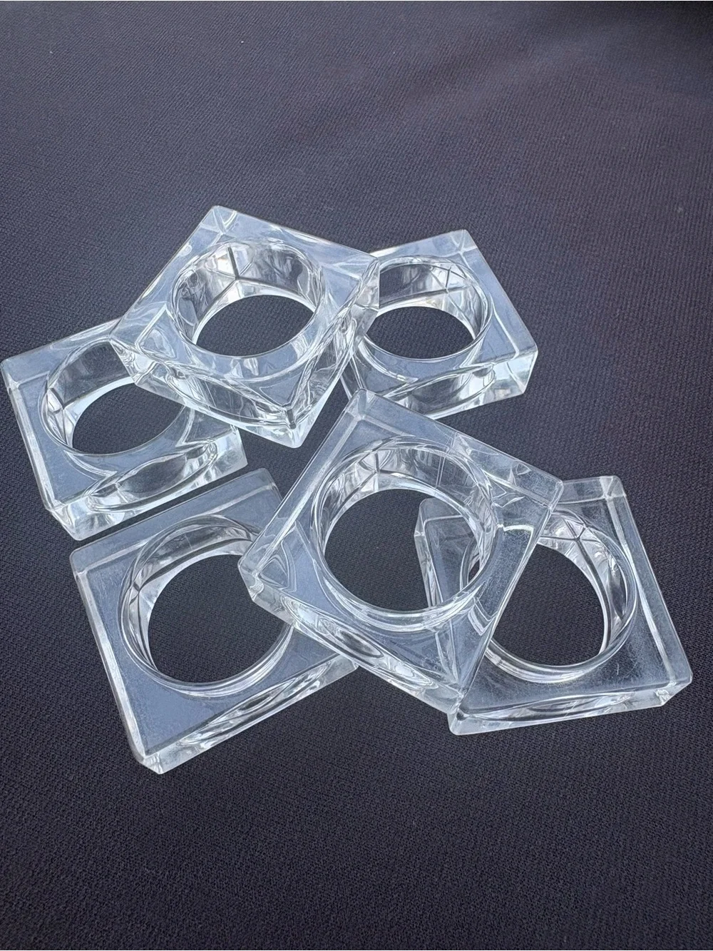Set of 6 Clear Acrylic Lucite-Style Napkin Rings – Hollywood Regency - MCM